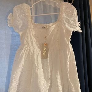 NWT Boutique In Loom Eyelet Babydoll Short Sleeve Top